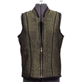 A digital sewing pattern for a sleeveless vest.  The garment is olive green and is on a mannequin