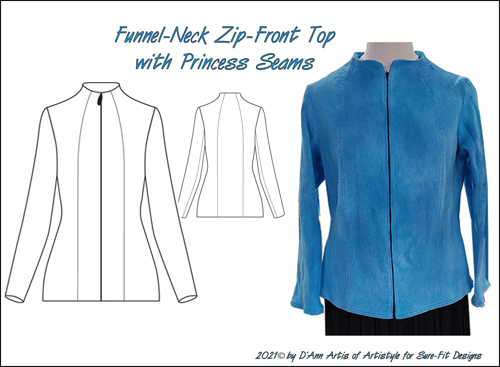 Funnel Neck Top with Princess Seams and Invisible Zipper by D'Ann Artis