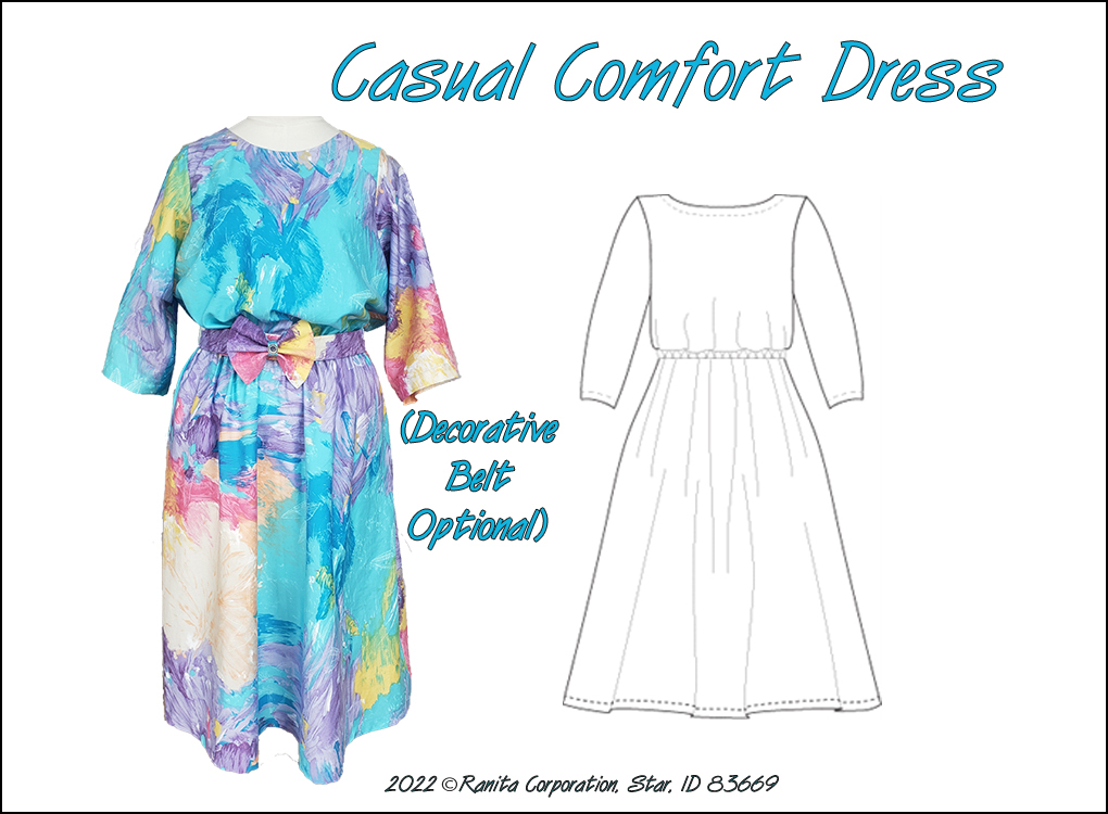 a blue dress and a line drawing of the dress
