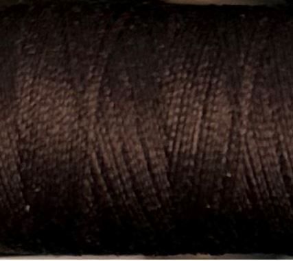 a spool of chocolate brown Gütermann Maraflex stretch thread
