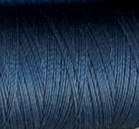 a spool of steel blue Gütermann Maraflex stretch thread