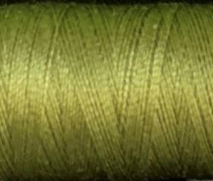 a spool of moss green Gütermann Maraflex stretch thread