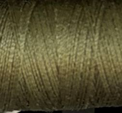 a spool of olive green Gütermann Maraflex stretch thread