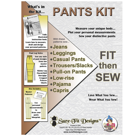 Pants kit by Sure Fit Designs advertisement with text and graphics on a white background