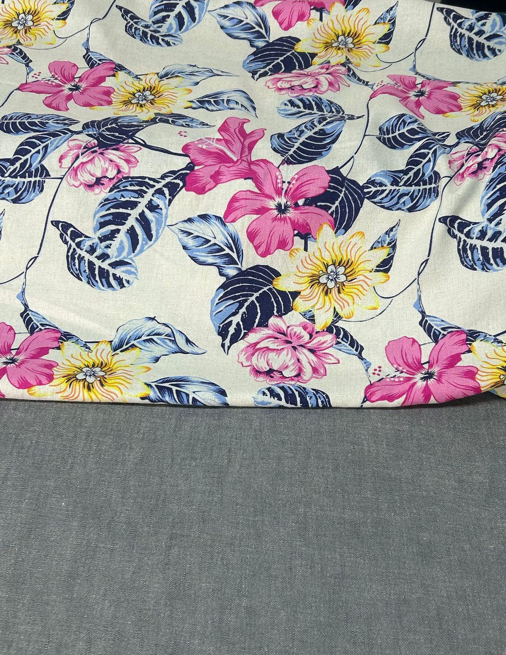 Linen Viscose Print  - Pink/Blue
