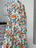 Linen Viscose - Orange/Turquoise