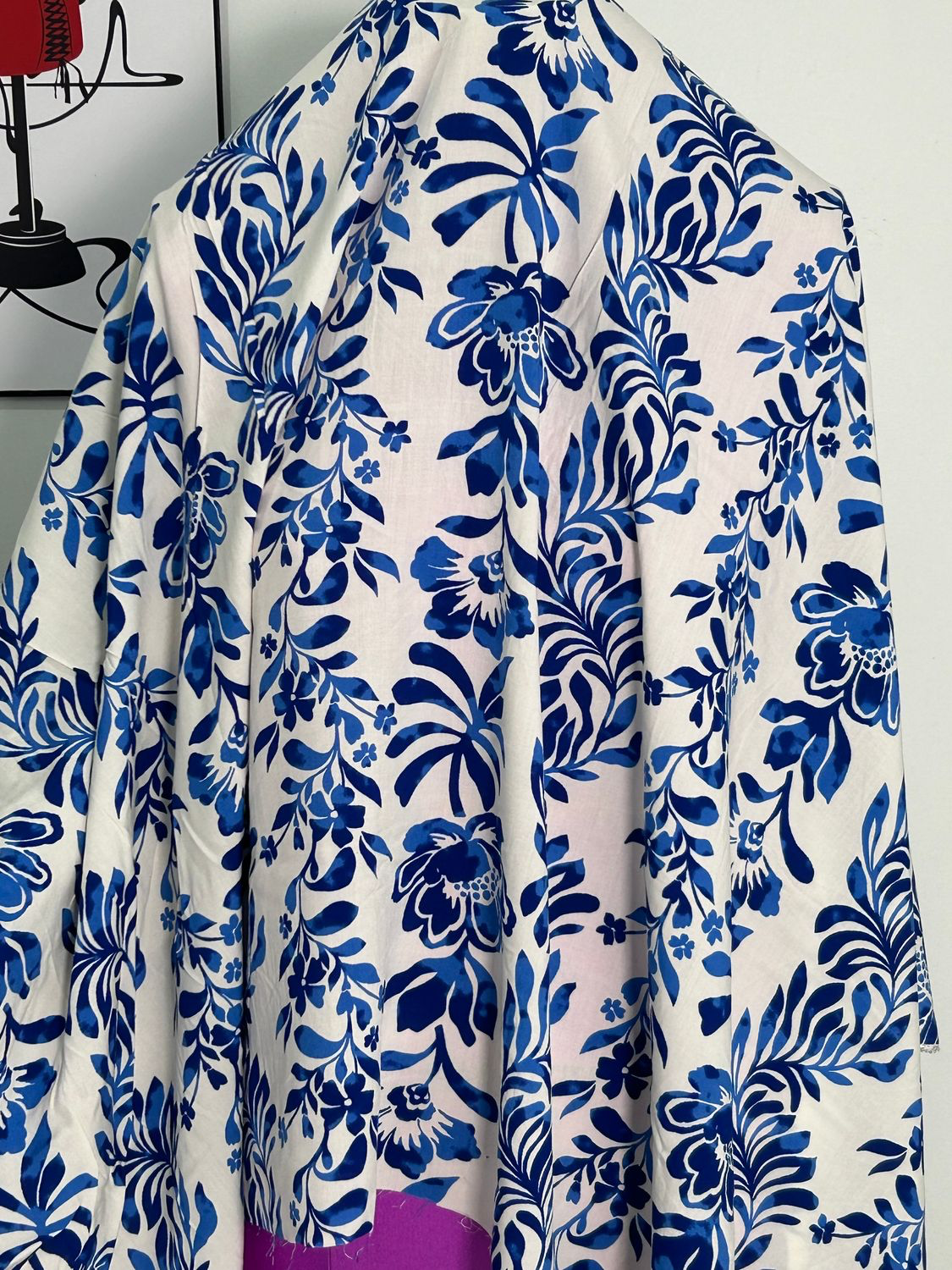 Rayon Poplin Print Blue Floral