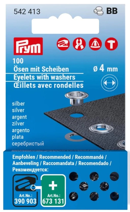 Prym Eyelets with washers refill, 4 mm, silver-coloured