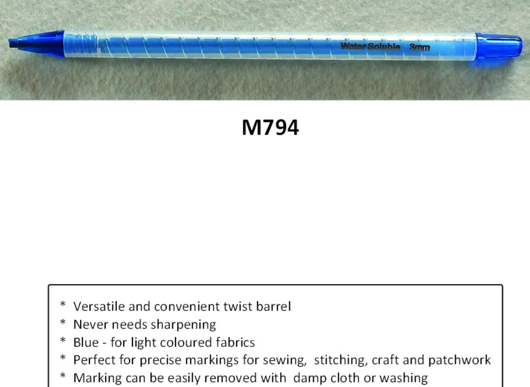 Blue Water Soluble Twist Barrel Pencil - 3mm