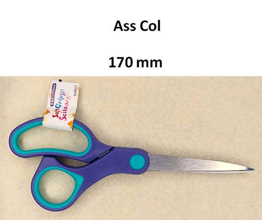 Soft Grip Scissors 170mm -   Assorted Colours