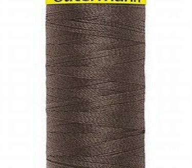 Spool of grey- brown Gütermann Maraflex thread with a visible brand label on a white background