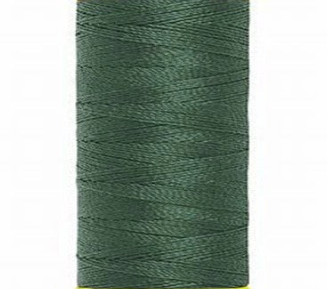 Spool of forest green Gütermann Maraflex thread on a white background