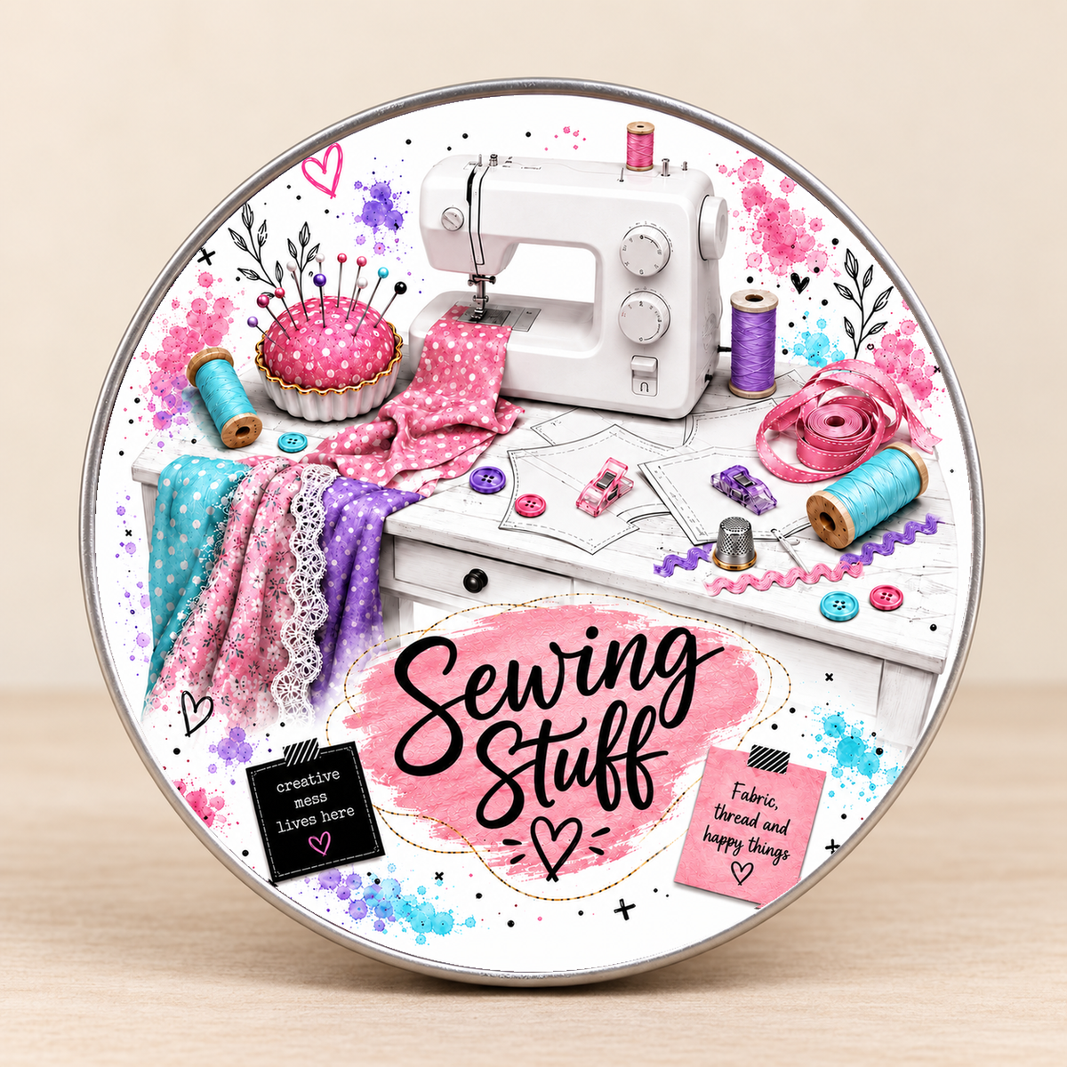 Round Sewing Tins