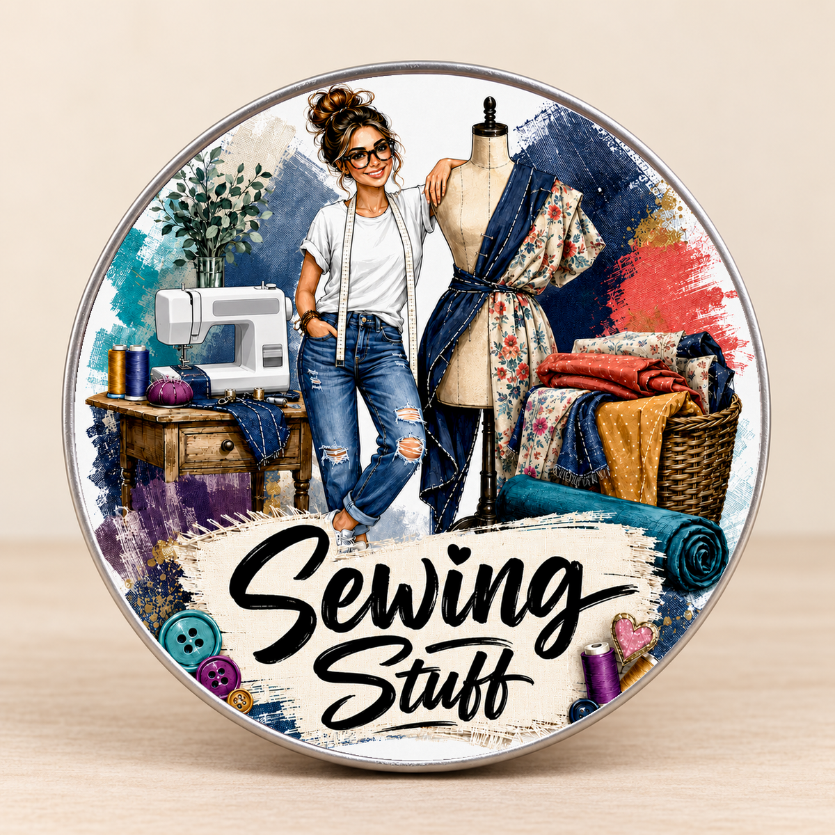 Round Sewing Tins