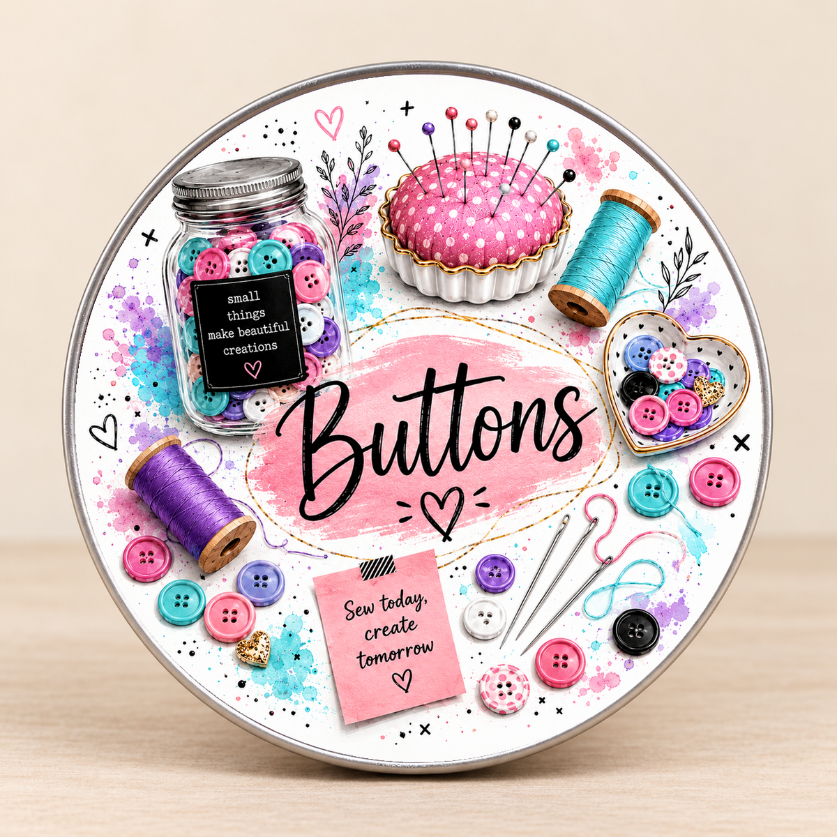 Round Sewing Tins